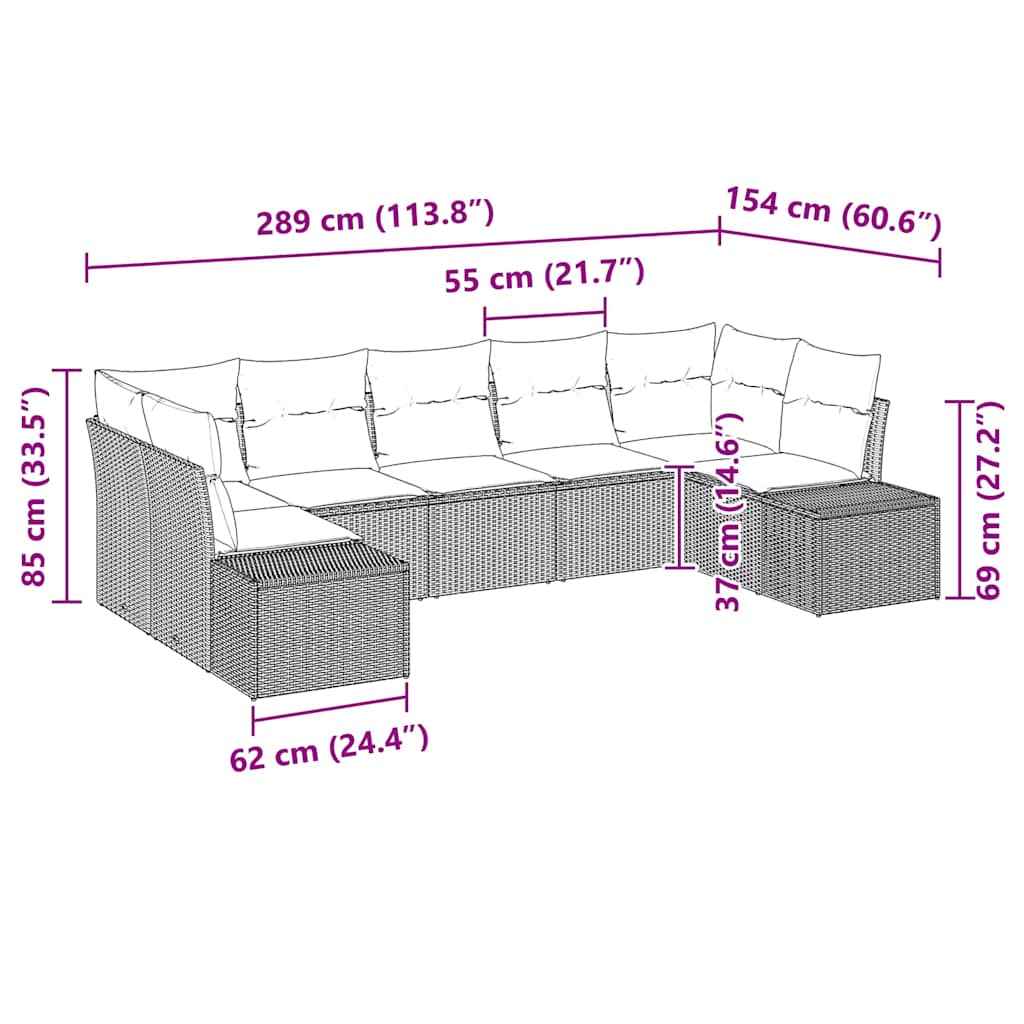 vidaXL Garden Lounge Set with Storage 7 pcs Black and Cream Poly Rattan