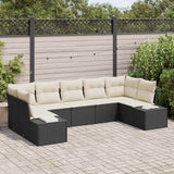 vidaXL Garden Lounge Set with Storage 7 pcs Black and Cream Poly Rattan