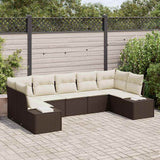 vidaXL Garden Lounge Set with Storage 7 pcs Black and Cream Poly Rattan