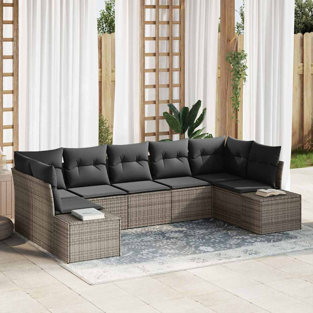 vidaXL Garden Lounge Set with Storage 7 pcs Black and Cream Poly Rattan