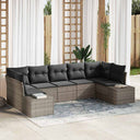 vidaXL Garden Lounge Set with Storage 7 pcs Black and Cream Poly Rattan