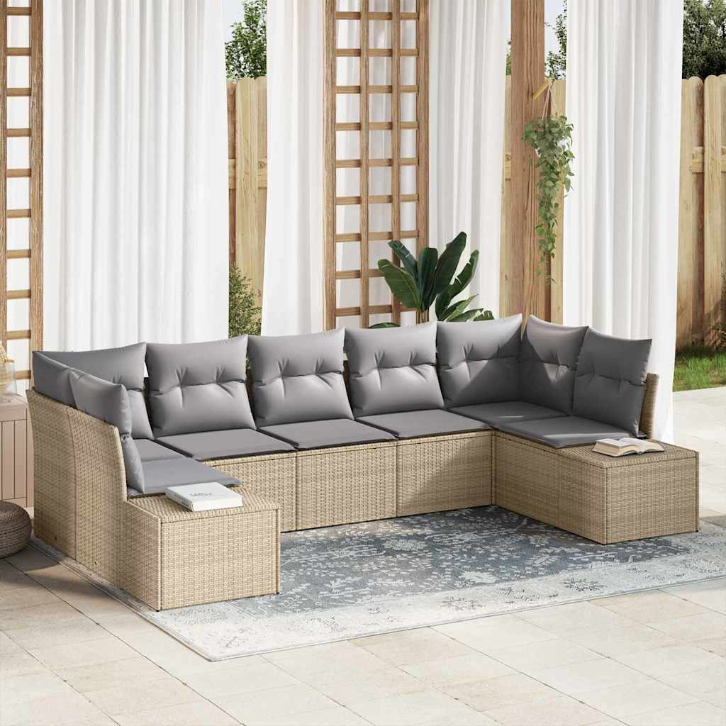 vidaXL Garden Lounge Set with Storage 7 pcs Black and Cream Poly Rattan