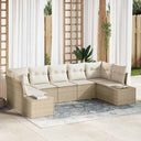 vidaXL Garden Lounge Set with Storage 7 pcs Black and Cream Poly Rattan