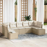 vidaXL Garden Lounge Set with Storage 7 pcs Black and Cream Poly Rattan