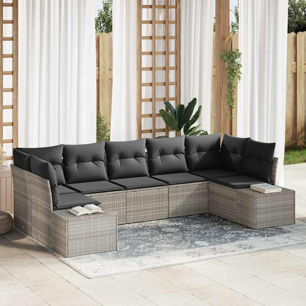 vidaXL Garden Lounge Set with Storage 7 pcs Black and Cream Poly Rattan