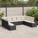 vidaXL Tuinbank Set met kussen 9 pcs Zwart en Crème Polyrattan