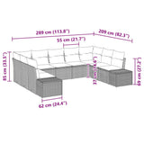 vidaXL Tuinbank Set met kussen 9 pcs Zwart en Crème Polyrattan