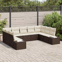 vidaXL Tuinbank Set met kussen 9 pcs Zwart en Crème Polyrattan