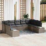 vidaXL Tuinbank Set met kussen 9 pcs Zwart en Crème Polyrattan