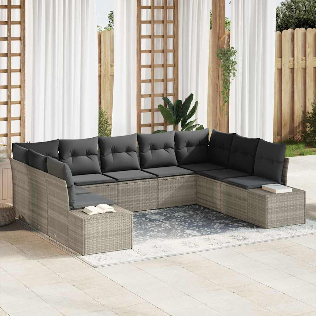 vidaXL Tuinbank Set met kussen 9 pcs Zwart en Crème Polyrattan