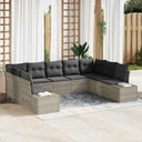vidaXL Tuinbank Set met kussen 9 pcs Zwart en Crème Polyrattan