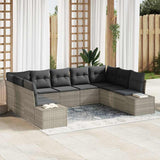 vidaXL Tuinbank Set met kussen 9 pcs Zwart en Crème Polyrattan