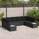 vidaXL Tuinbank Set met kussen 9 pcs Zwart en Crème Polyrattan