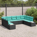 vidaXL Garden Sofa Set 9 pcs 8-Seater Brown and Red Polyrattan