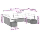 vidaXL Garden Sofa Set 9 pcs 8-Seater Brown and Red Polyrattan