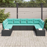 vidaXL Garden Sofa Set 9 pcs 8-Seater Brown and Red Polyrattan