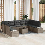 vidaXL Tuinbank Set met kussen 9 pcs Zwart en Crème Polyrattan