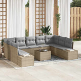 vidaXL Tuinbank Set met kussen 9 pcs Zwart en Crème Polyrattan