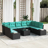 vidaXL Garden Sofa Set 9 pcs 8-Seater Brown and Red Polyrattan