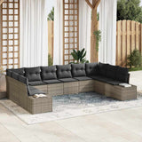 vidaXL Tuinbank Set met kussen 10 pcs Zwart en Crème Polyrattan