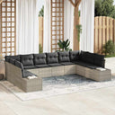 vidaXL Tuinbank Set met kussen 10 pcs Zwart en Crème Polyrattan