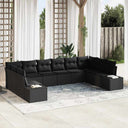 vidaXL Tuinbank Set met kussen 10 pcs Zwart en Crème Polyrattan