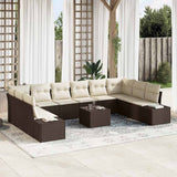 vidaXL Tuinbank Set met kussen 10 pcs Zwart en Crème Polyrattan