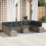 vidaXL Tuinbank Set met kussen 10 pcs Zwart en Crème Polyrattan