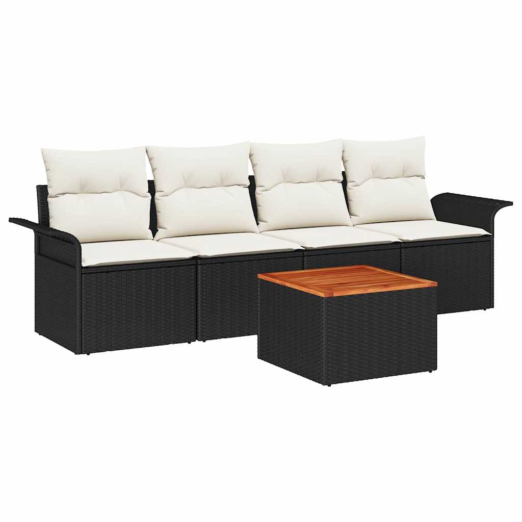vidaXL Tuinbank Set met opslag 5 pcs Zwart en Crème poly rattan