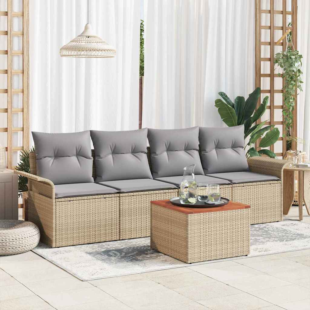 vidaXL Tuinbank Set met opslag 5 pcs Zwart en Crème poly rattan