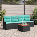 vidaXL Garden Sofa Set with Storage 5 pcs Grey and Navy Blue Poly Rattan