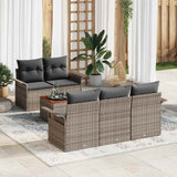 vidaXL Garden Lounge Set with Storage 6 pcs Black and Cream poly rattan