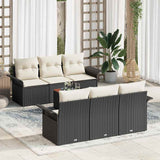vidaXL Tuinbank Set met opslag 7 pcs Zwart en Crème poly rattan