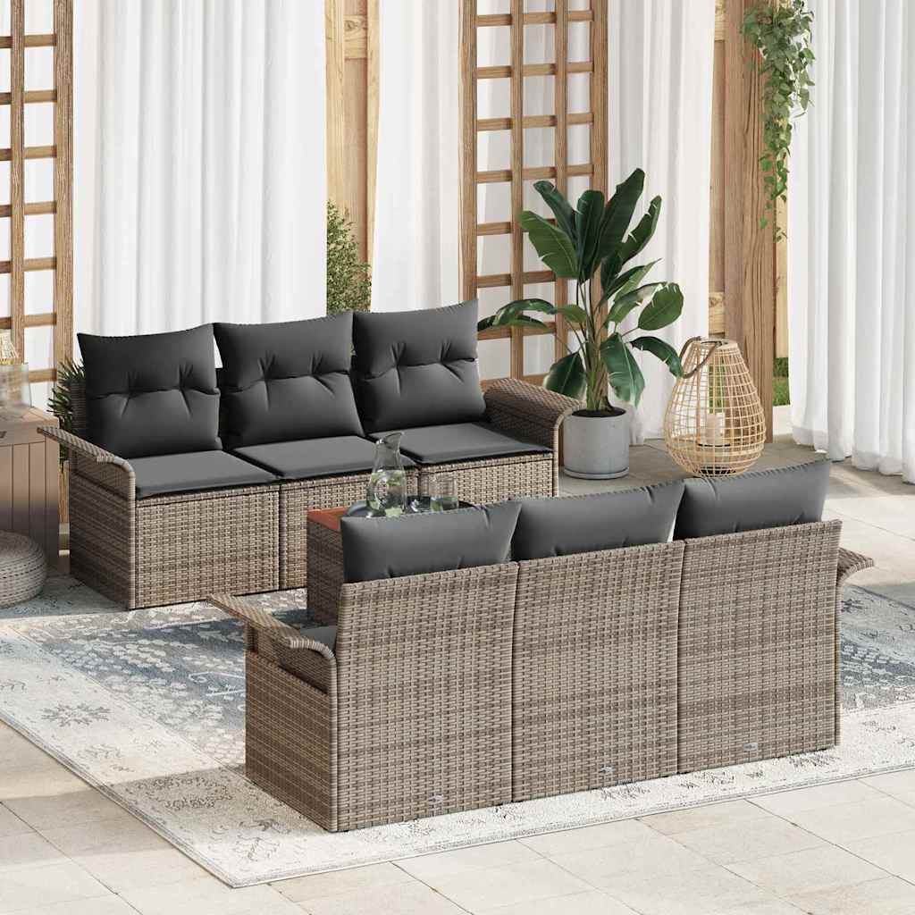 vidaXL Tuinbank Set met opslag 7 pcs Zwart en Crème poly rattan