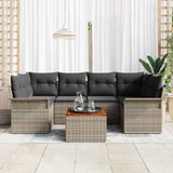 vidaXL Garden Sofa Set with Storage 7 pcs Black and Cream poly rattan