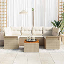 vidaXL Garden Sofa Set with Storage 7 pcs Black and Cream poly rattan