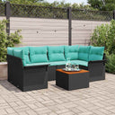 vidaXL Garden Sofa Set with Storage 7 pcs Grey and Navy Blue Poly Rattan
