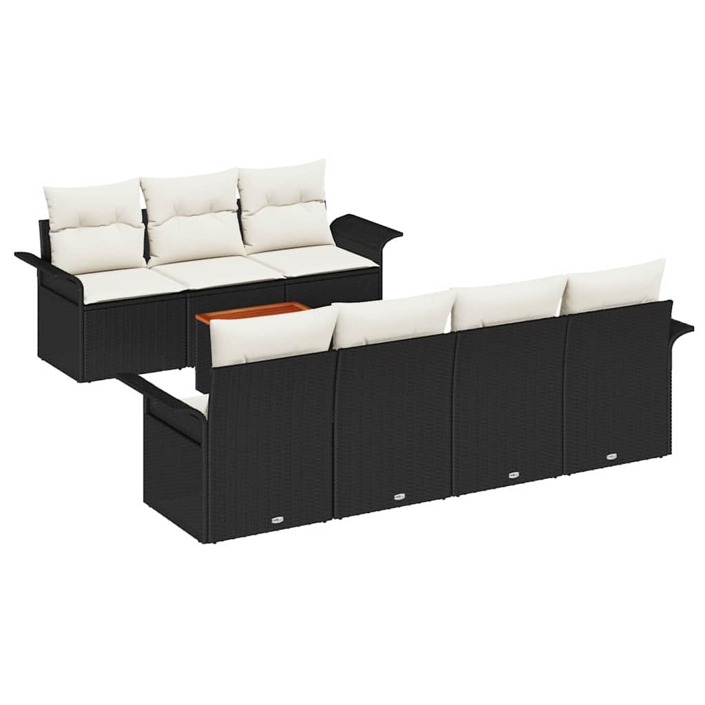 vidaXL Tuinbank Set met opslag 8 pcs Zwart en Crème poly rattan