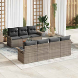 vidaXL Tuinbank Set met opslag 8 pcs Zwart en Crème poly rattan