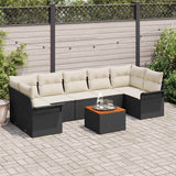 vidaXL Tuinbank Set met opslag 8 pcs Zwart en Crème poly rattan