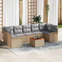 vidaXL Tuinbank Set met opslag 8 pcs Zwart en Crème poly rattan