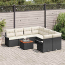 vidaXL Tuinbank Set met opslag 9 pcs Zwart en Crème poly rattan