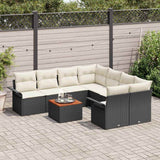 vidaXL Tuinbank Set met opslag 9 pcs Zwart en Crème poly rattan