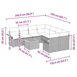 vidaXL Tuinbank Set met opslag 9 pcs Zwart en Crème poly rattan