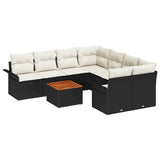 vidaXL Tuinbank Set met opslag 9 pcs Zwart en Crème poly rattan