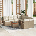 vidaXL Tuinbank Set met opslag 9 pcs Zwart en Crème poly rattan