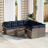 vidaXL Garden Lounge Set with Storage 9 pcs Grey and Navy Blue poly rattan