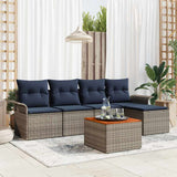 vidaXL Tuinbank Set met opslag 6 pcs Grijs en Marineblauw poly rattan