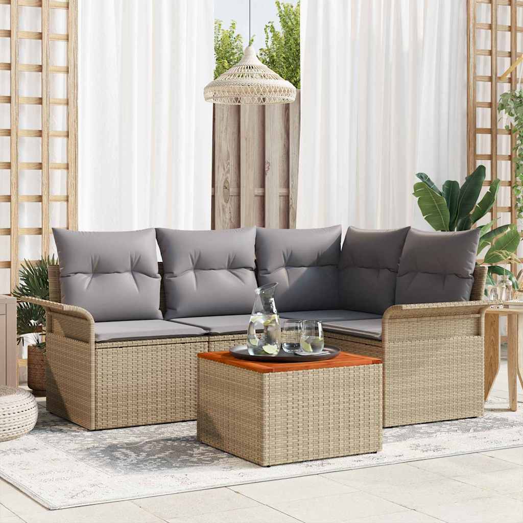 vidaXL Tuinbank Set met opslag 5 pcs Zwart en Crème poly rattan