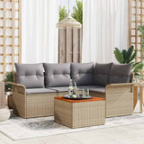 vidaXL Tuinbank Set met opslag 5 pcs Zwart en Crème poly rattan